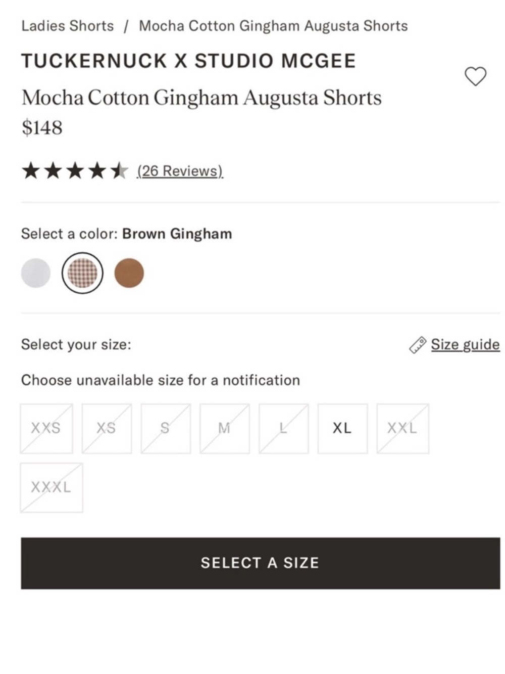 NWT Tuckernuck x Studio McGee Agusta Shorts in Mocha Cotton Gingham Size S - Picture 8 of 12